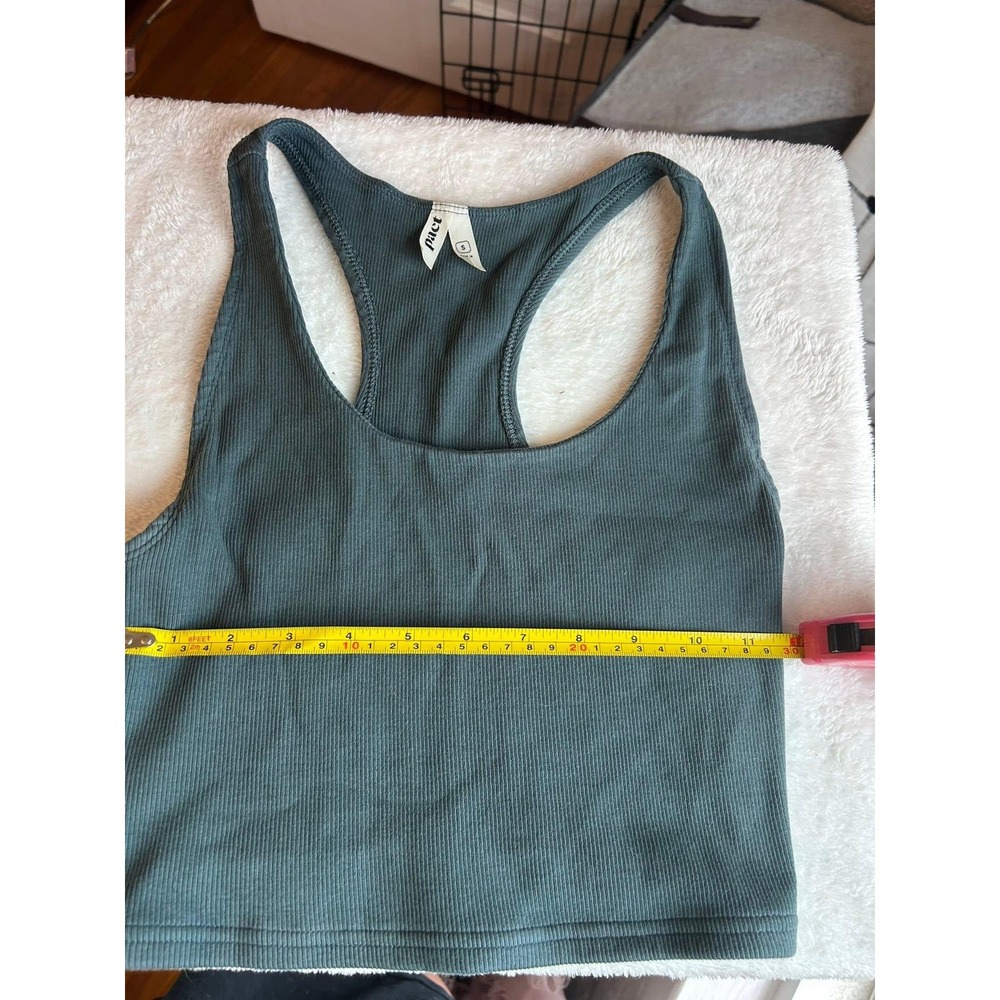 Pact Ribbed Racerback Crop Tank Top Teal Blue Organic Cotton Small - Picture 5 of 5